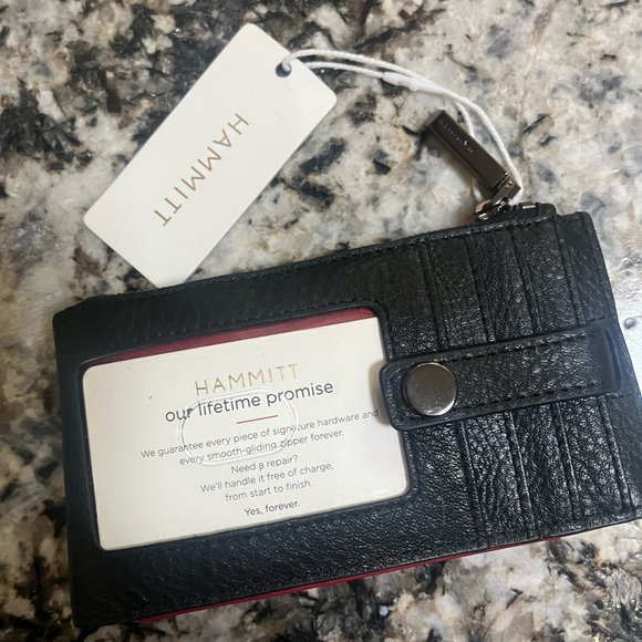 NWT, Hammitt 210 Thin Leather Wallet in Black/Gunmetal - Picture 1 of 7